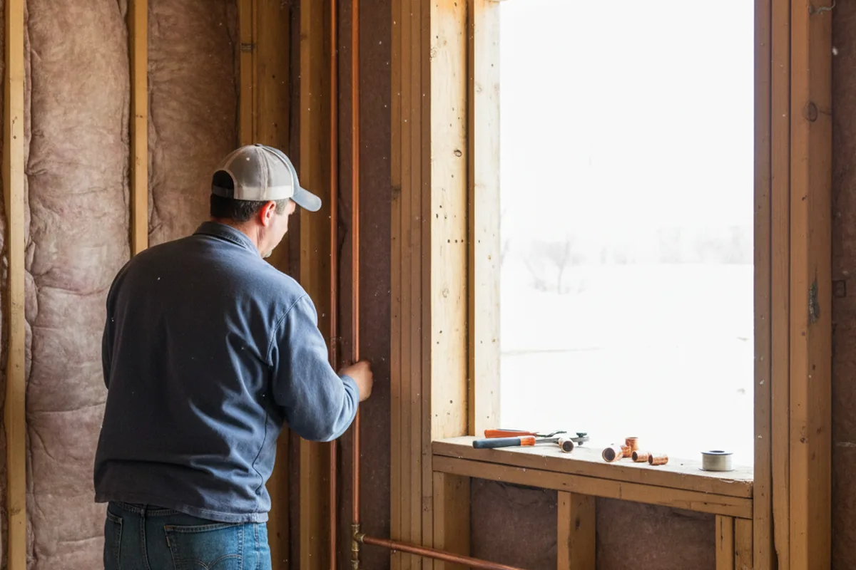 Licensed plumber running new copper supply lines in a Craigville home
